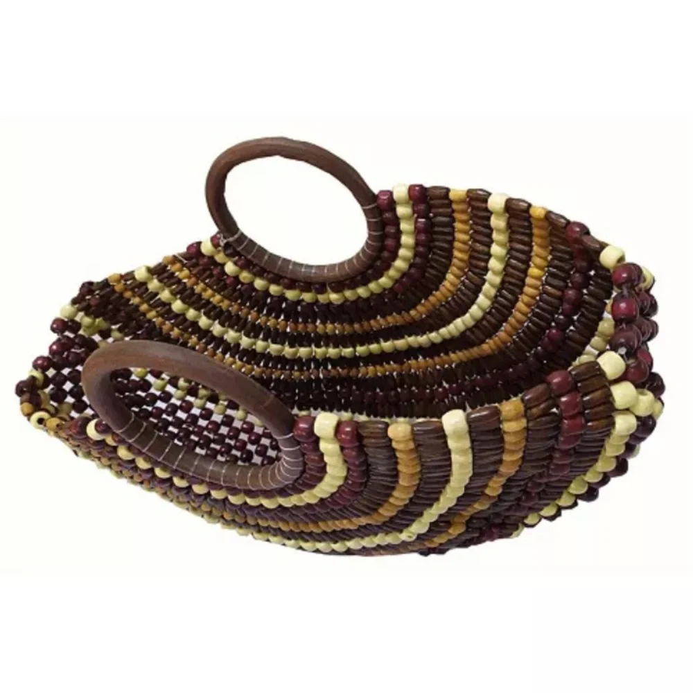 INC International Concepts Beaded Fan Tote in Brown and Tan